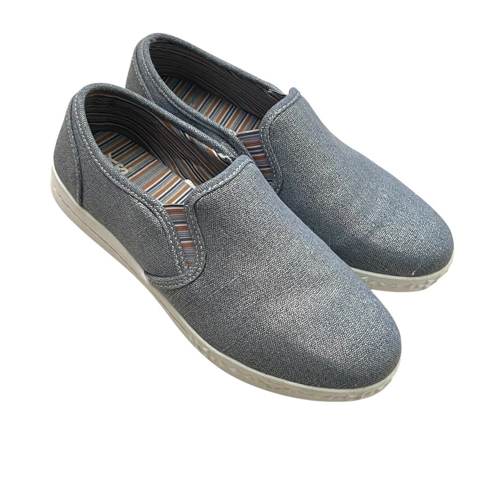 Muk Luks Women Silver Metallic Slip On Canvas‎ Sneakers Size 8.5 Grey shimmering